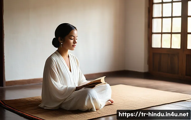 힌두교와 시 - **Prompt 1: Inner Peace and Ancient Wisdom in Modernity**
    A highly detailed, realistic photograp...